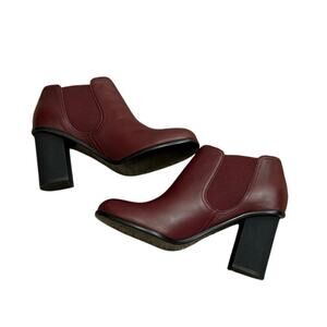 Jil Sander 'Navy' Leather Ankle Boots Burgundy Size 38 US 8